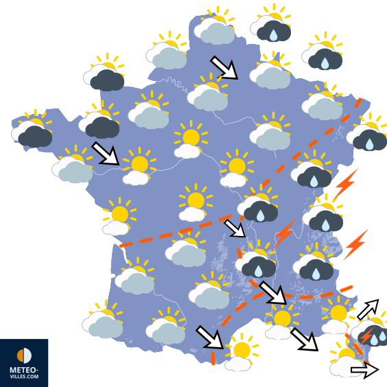 Carte de prévisions du temps du Lundi 17 août 2026