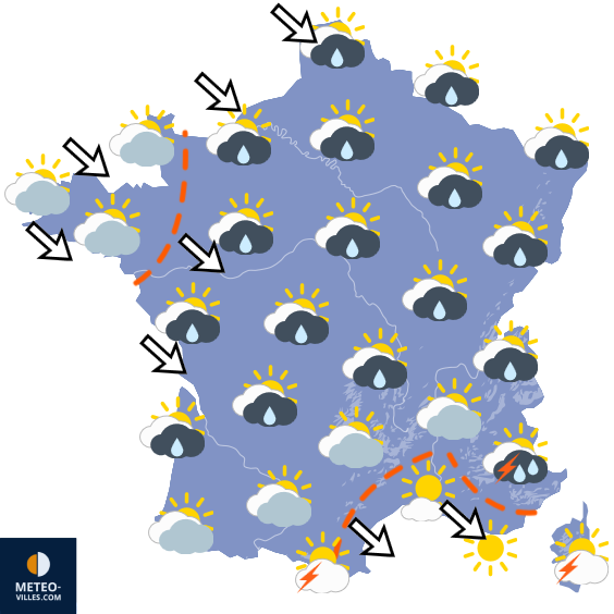 Carte de prévisions du temps du Mercredi 12 août 2026