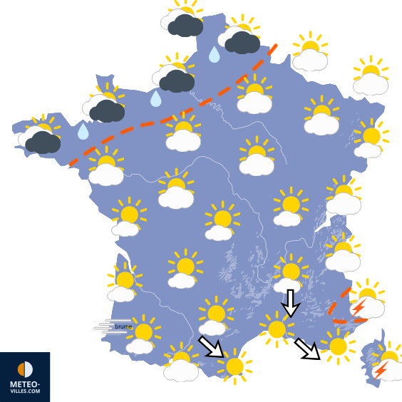Carte de prévisions du temps du Jeudi 13 août 2026
