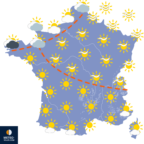 Carte de prévisions du temps du Vendredi 14 août 2026