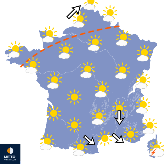 Carte de prévisions du temps du Dimanche 16 août 2026