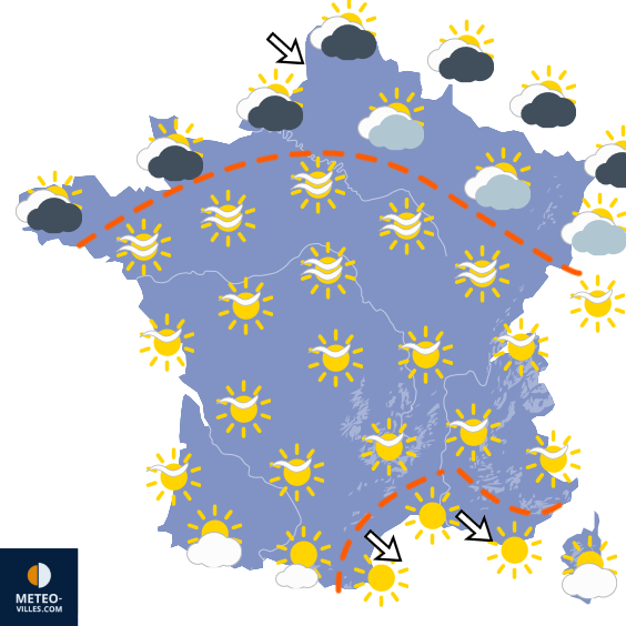 Carte de prévisions du temps du Lundi 17 août 2026