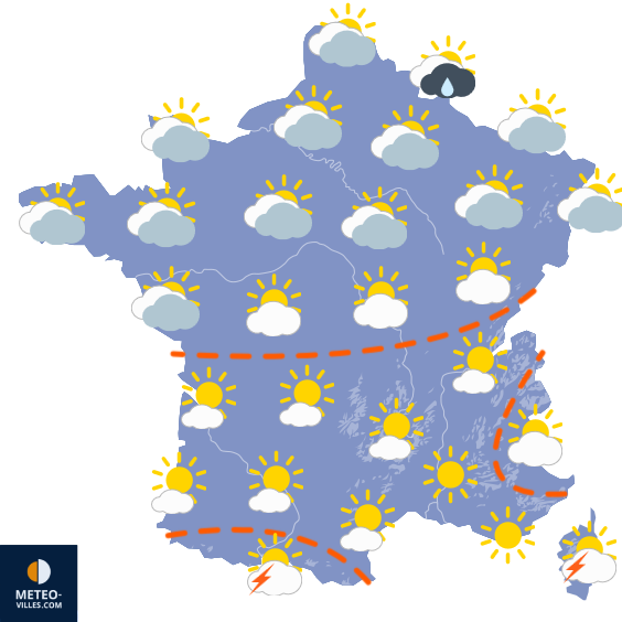 Carte de prévisions du temps du Jeudi 13 août 2026