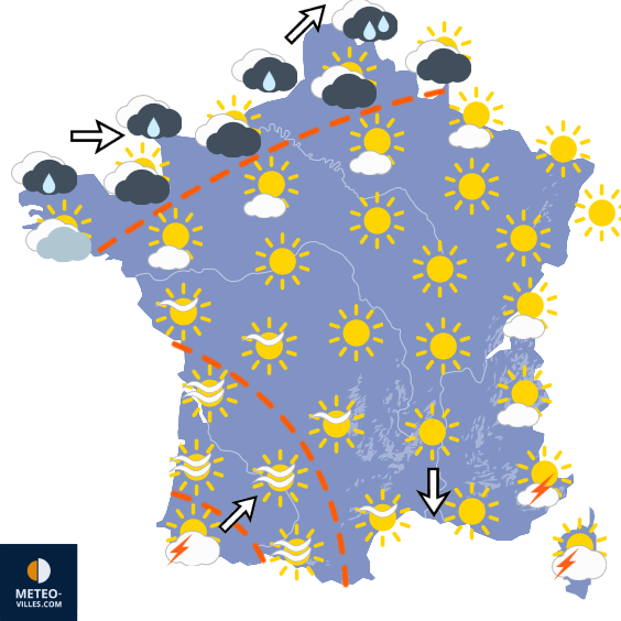Carte de prévisions du temps du Vendredi 14 août 2026