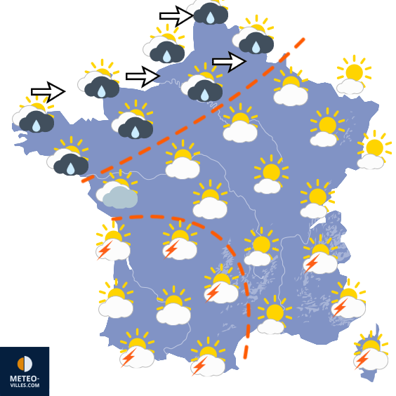 Carte de prévisions du temps du Dimanche 16 août 2026