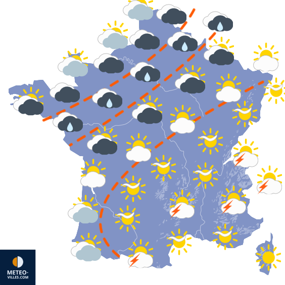 Carte de prévisions du temps du Lundi 17 août 2026