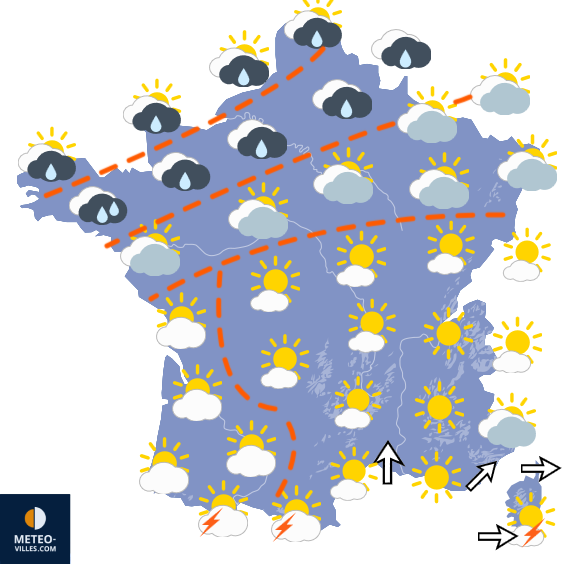 Carte de prévisions du temps du Mardi 18 août 2026