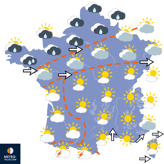 Carte de prévisions du temps du Mercredi 19 août 2026