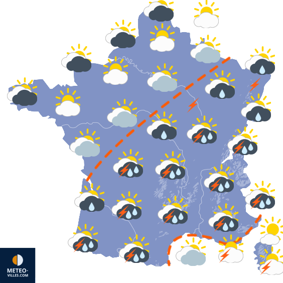 Carte de prévisions du temps du Vendredi 14 août 2026