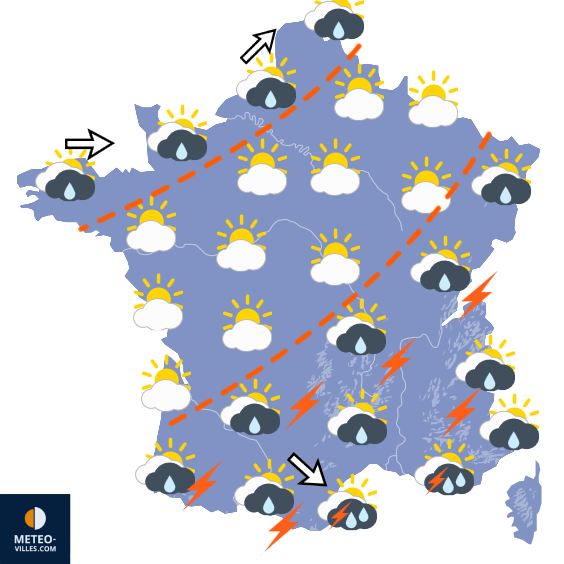 Carte de prévisions du temps du Dimanche 16 août 2026