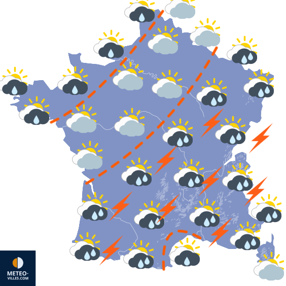 Carte de prévisions du temps du Lundi 17 août 2026