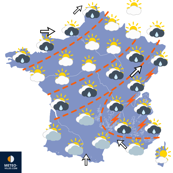 Carte de prévisions du temps du Lundi 17 août 2026