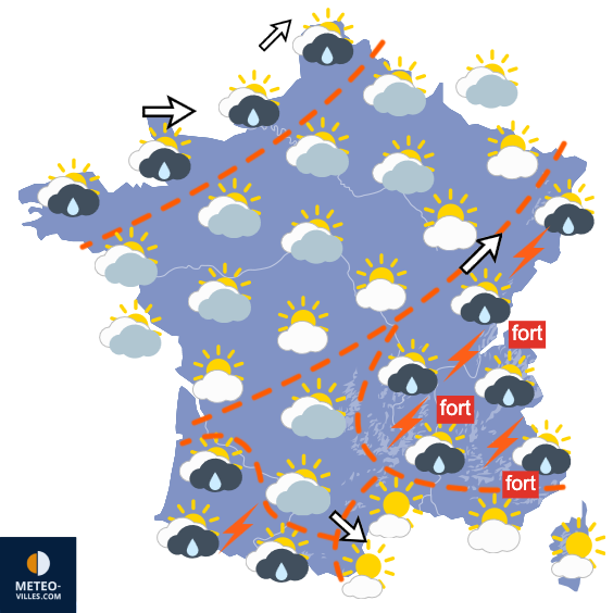Carte de prévisions du temps du Mercredi 19 août 2026