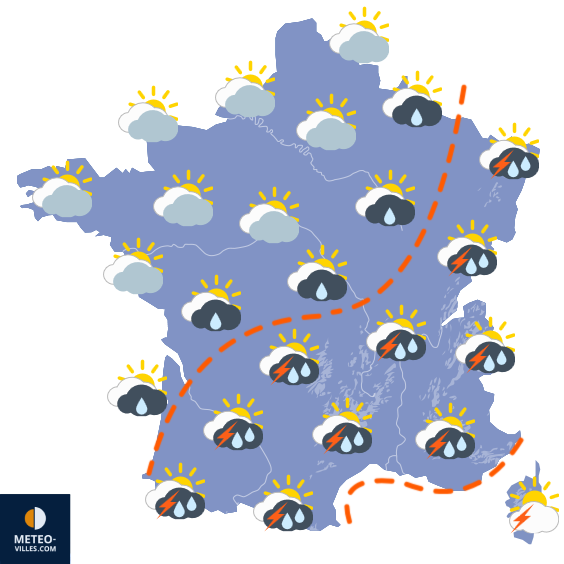 Carte de prévisions du temps du Vendredi 14 août 2026