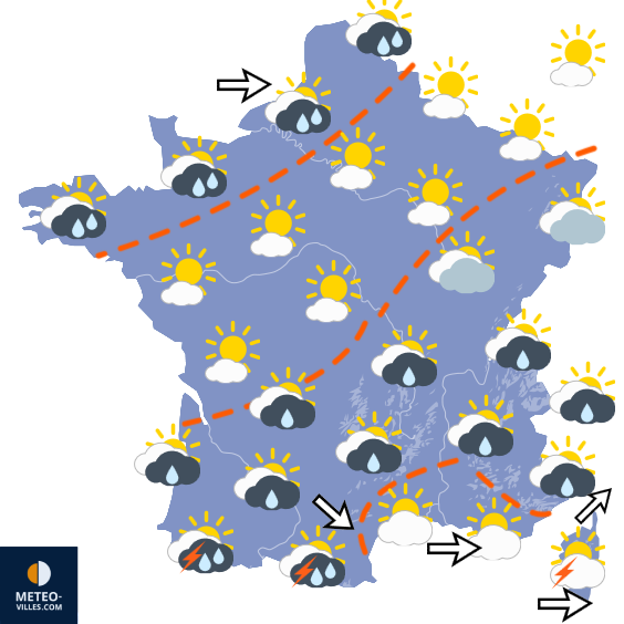 Carte de prévisions du temps du Dimanche 16 août 2026