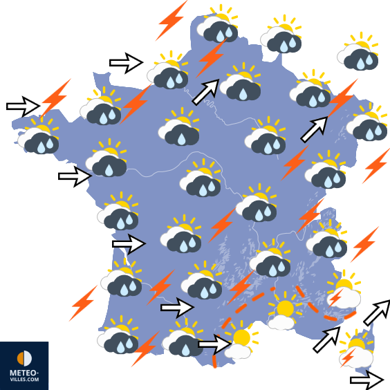 Carte de prévisions du temps du Lundi 17 août 2026