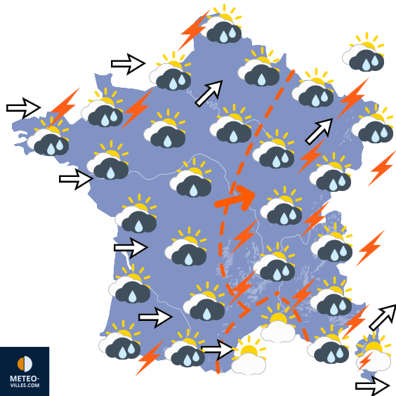 Carte de prévisions du temps du Lundi 17 août 2026