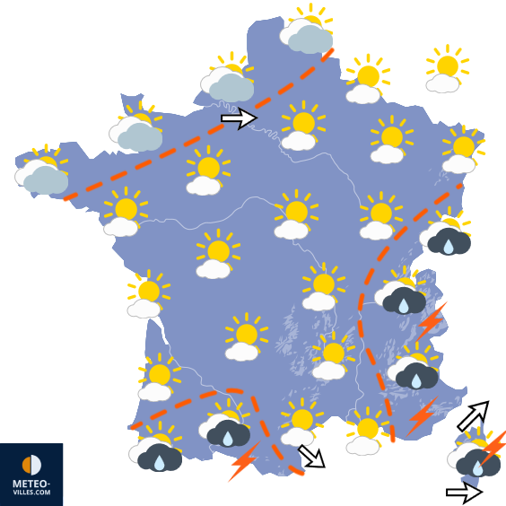 Carte de prévisions du temps du Mardi 18 août 2026