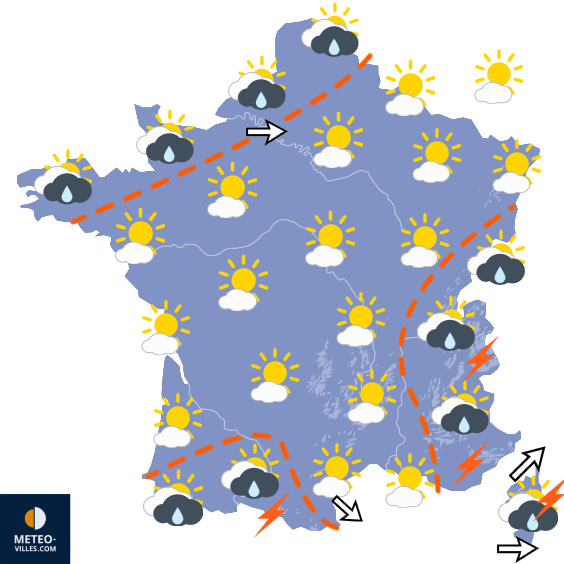 Carte de prévisions du temps du Mardi 18 août 2026