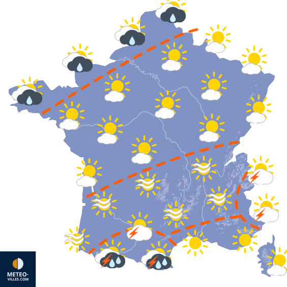 Carte de prévisions du temps du Dimanche 16 août 2026