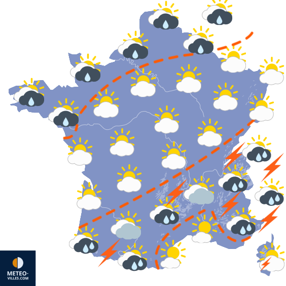 Carte de prévisions du temps du Lundi 17 août 2026
