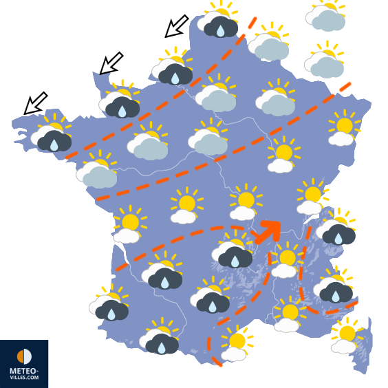 Carte de prévisions du temps du Mardi 18 août 2026