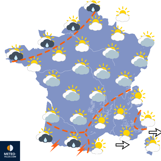 Carte de prévisions du temps du Mercredi 19 août 2026