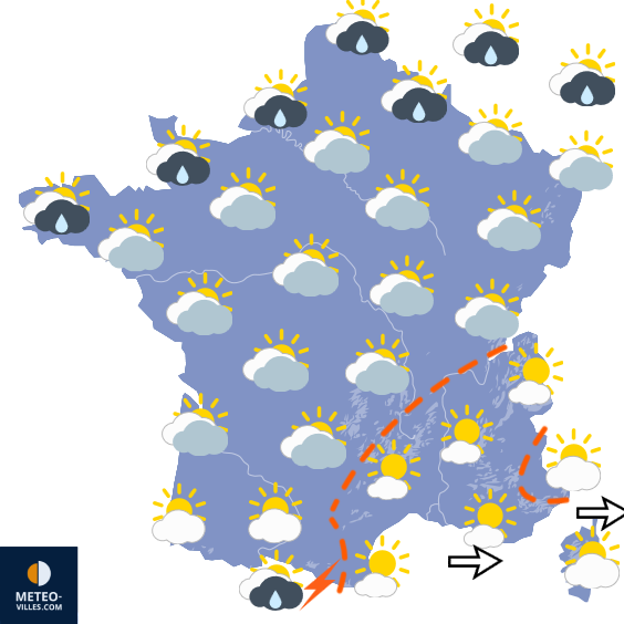 Carte de prévisions du temps du Samedi 22 août 2026