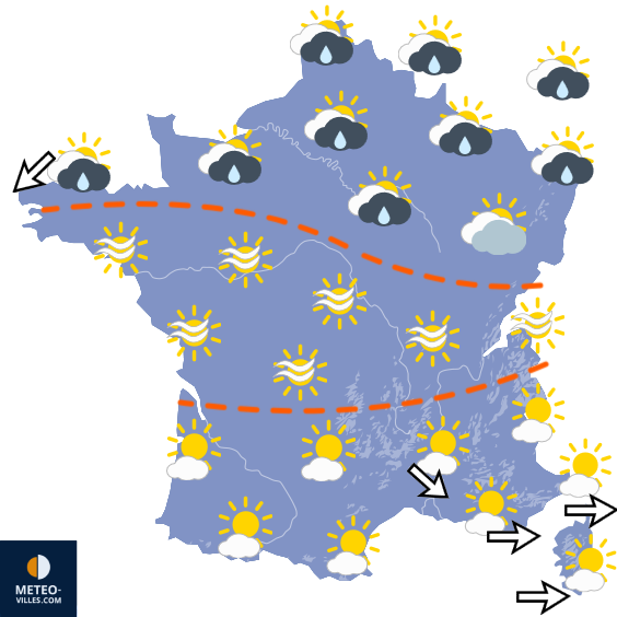 Carte de prévisions du temps du Samedi 22 août 2026