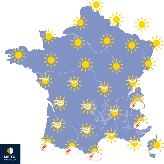 Carte de prévisions du temps du Dimanche 16 août 2026
