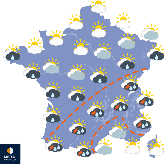 Carte de prévisions du temps du Lundi 17 août 2026
