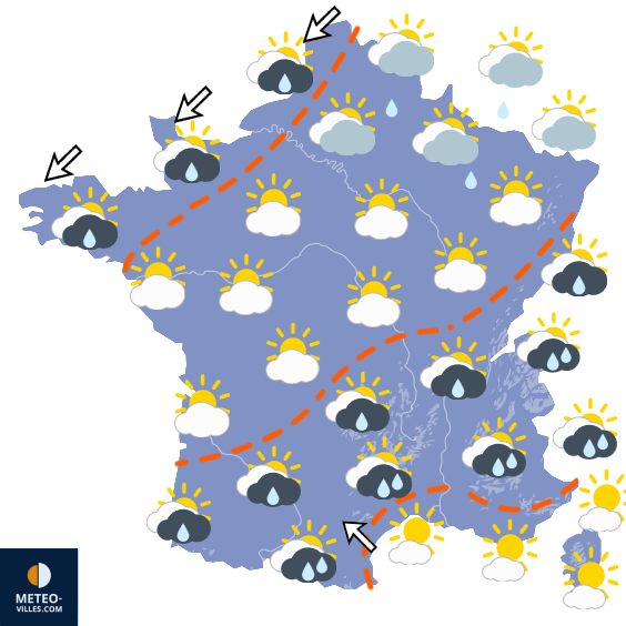 Carte de prévisions du temps du Mardi 18 août 2026