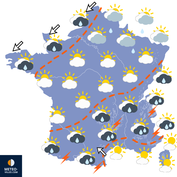 Carte de prévisions du temps du Mardi 18 août 2026