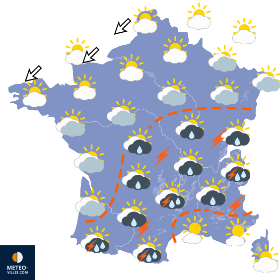 Carte de prévisions du temps du Mercredi 19 août 2026