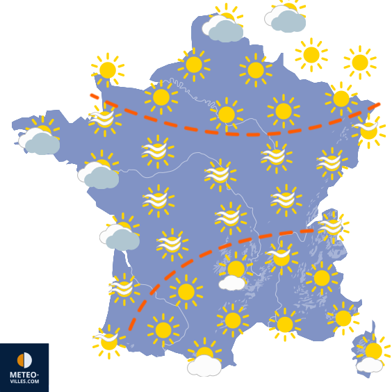 Carte de prévisions du temps du Dimanche 23 août 2026