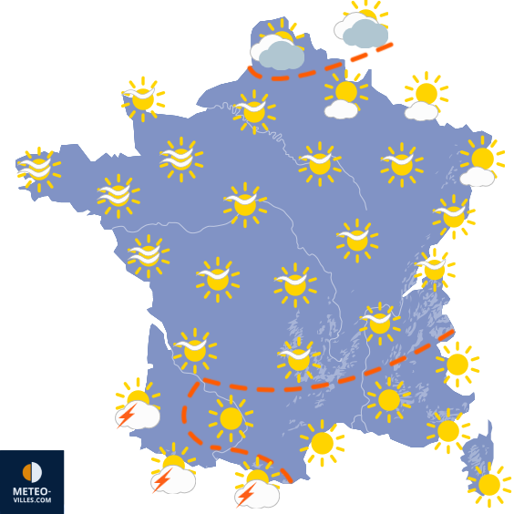 Carte de prévisions du temps du Vendredi 21 août 2026