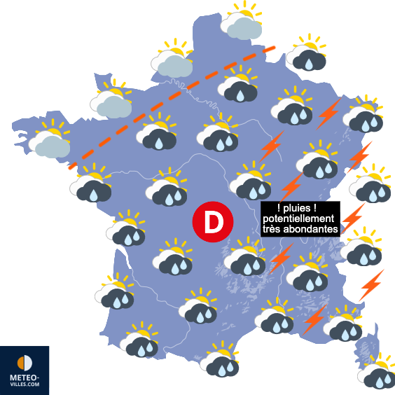 Carte de prévisions du temps du Mardi 18 août 2026