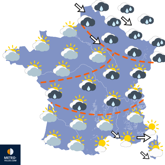 Carte de prévisions du temps du Mercredi 19 août 2026