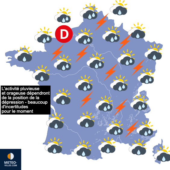 Carte de prévisions du temps du Jeudi 20 août 2026