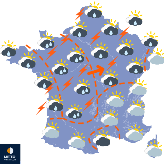 Carte de prévisions du temps du Lundi 24 août 2026
