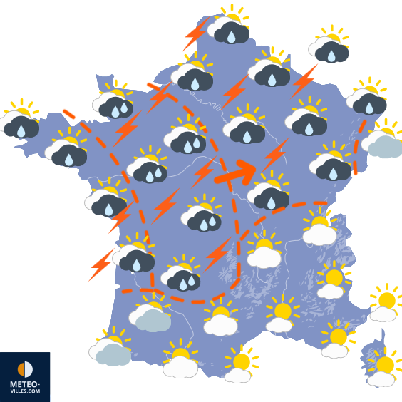 Carte de prévisions du temps du Mardi 25 août 2026
