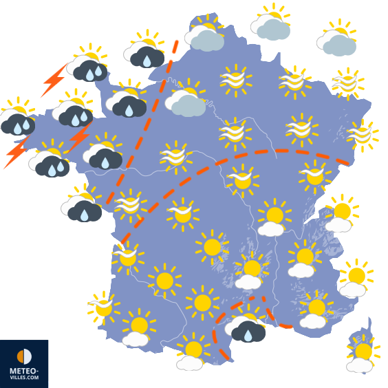Carte de prévisions du temps du Jeudi 20 août 2026