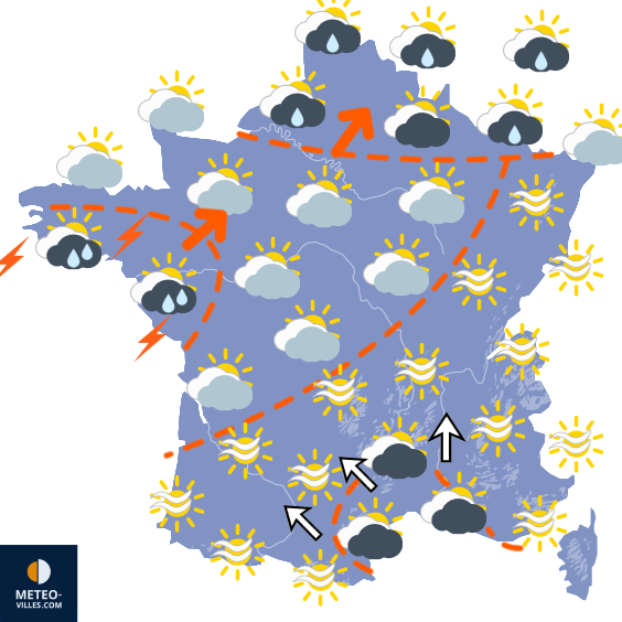 Carte de prévisions du temps du Samedi 22 août 2026