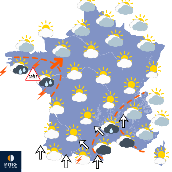 Carte de prévisions du temps du Monday, August 24, 2026