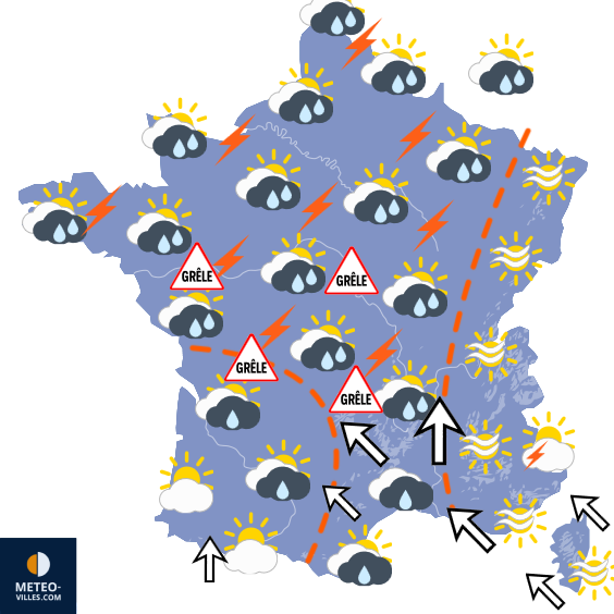 Carte de prévisions du temps du Monday, August 24, 2026