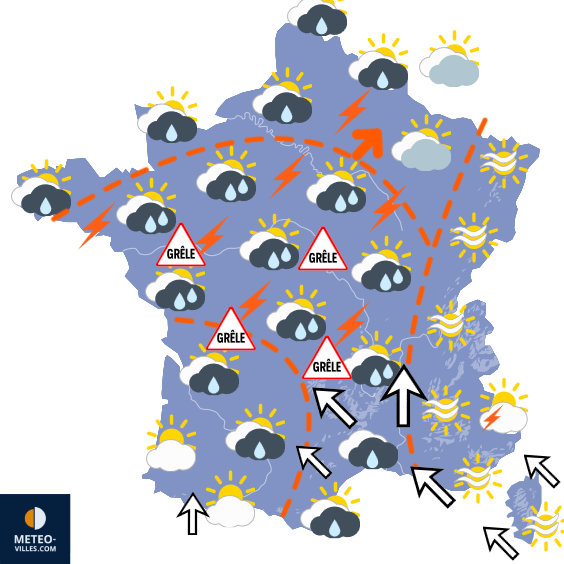 Carte de prévisions du temps du Mardi 25 août 2026