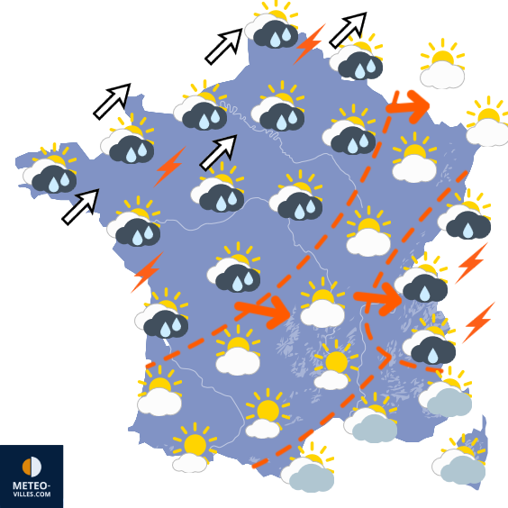 Carte de prévisions du temps du Samedi 22 août 2026