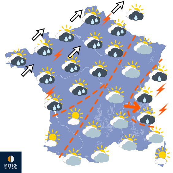 Carte de prévisions du temps du Monday, August 24, 2026