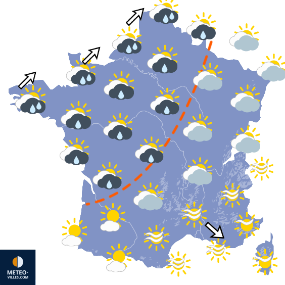 Carte de prévisions du temps du Monday, August 24, 2026
