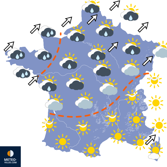 Carte de prévisions du temps du Mardi 25 août 2026